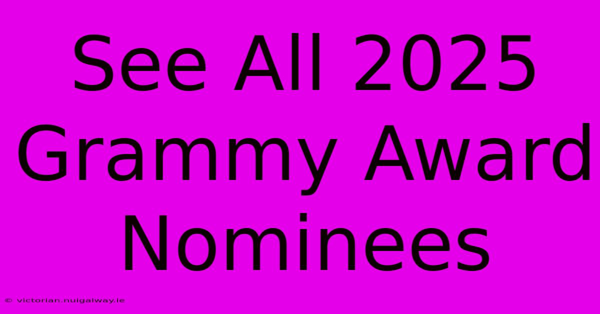 See All 2025 Grammy Award Nominees