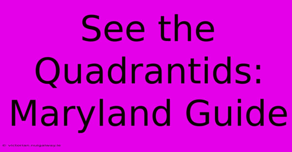 See The Quadrantids: Maryland Guide