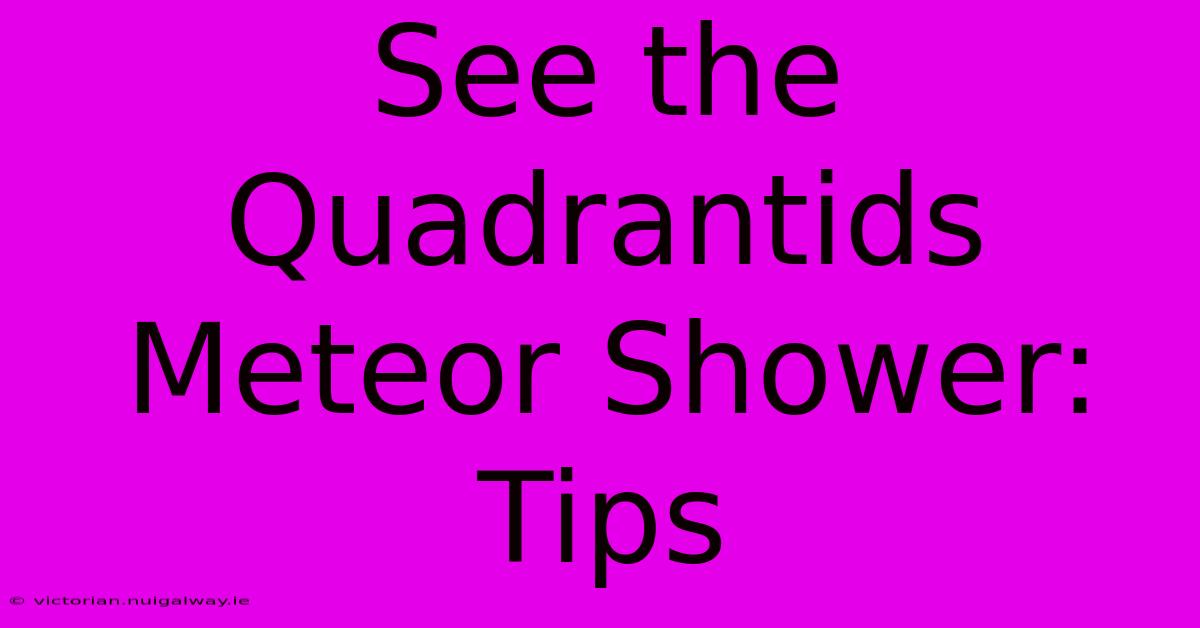 See The Quadrantids Meteor Shower: Tips