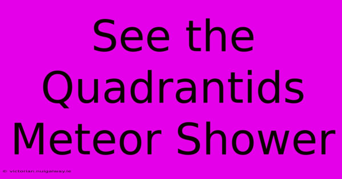 See The Quadrantids Meteor Shower