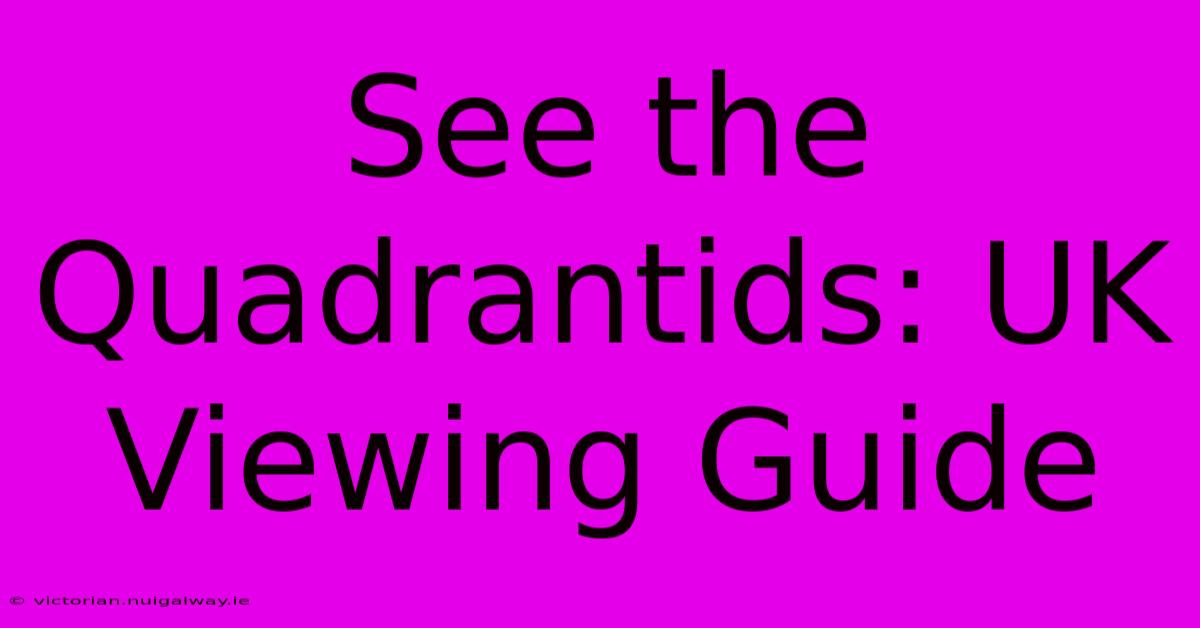 See The Quadrantids: UK Viewing Guide