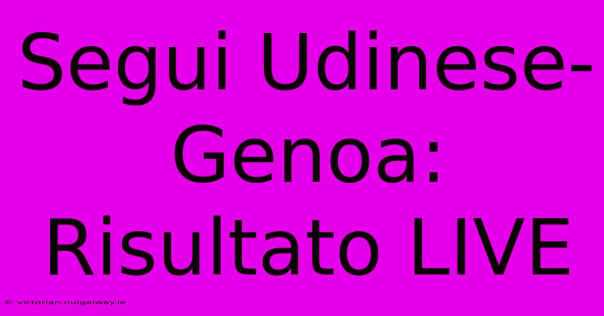 Segui Udinese-Genoa: Risultato LIVE