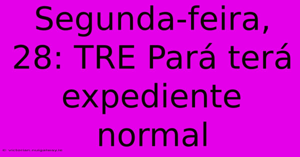 Segunda-feira, 28: TRE Pará Terá Expediente Normal 