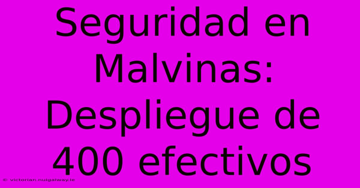 Seguridad En Malvinas: Despliegue De 400 Efectivos