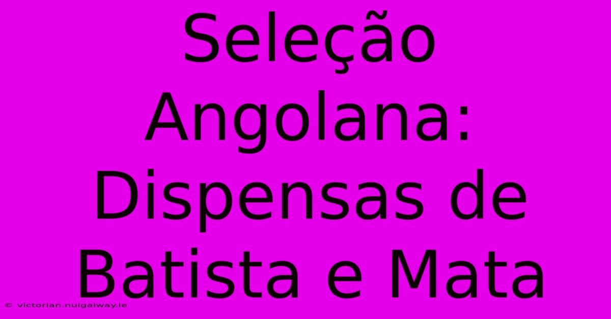 Seleção Angolana: Dispensas De Batista E Mata