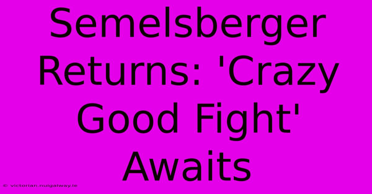 Semelsberger Returns: 'Crazy Good Fight' Awaits