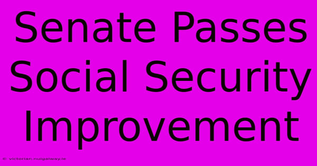 Senate Passes Social Security Improvement