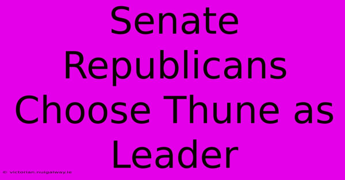 Senate Republicans Choose Thune As Leader