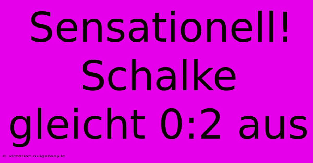 Sensationell! Schalke Gleicht 0:2 Aus