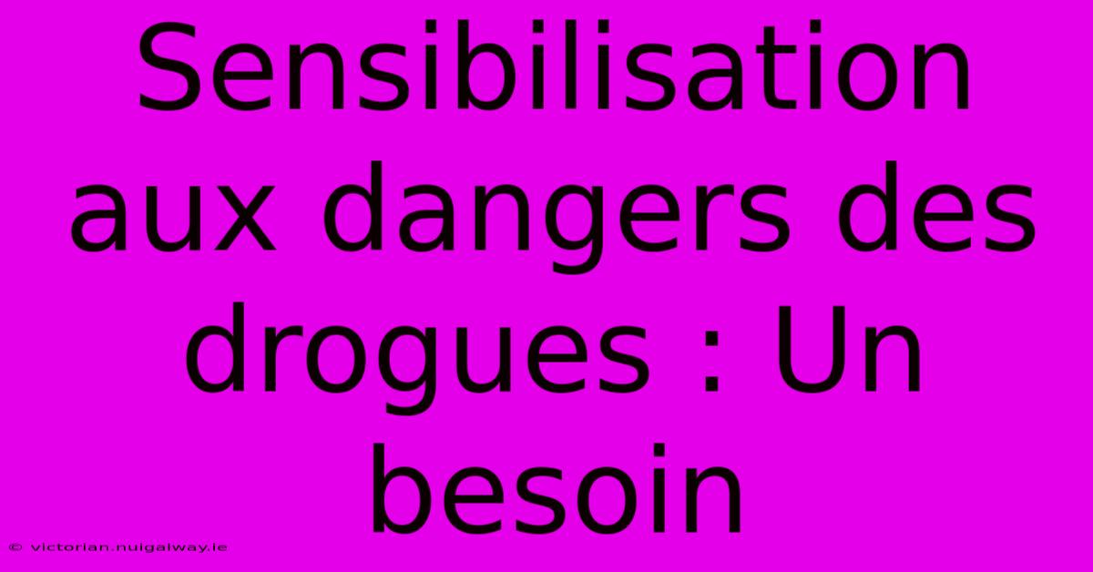 Sensibilisation Aux Dangers Des Drogues : Un Besoin 