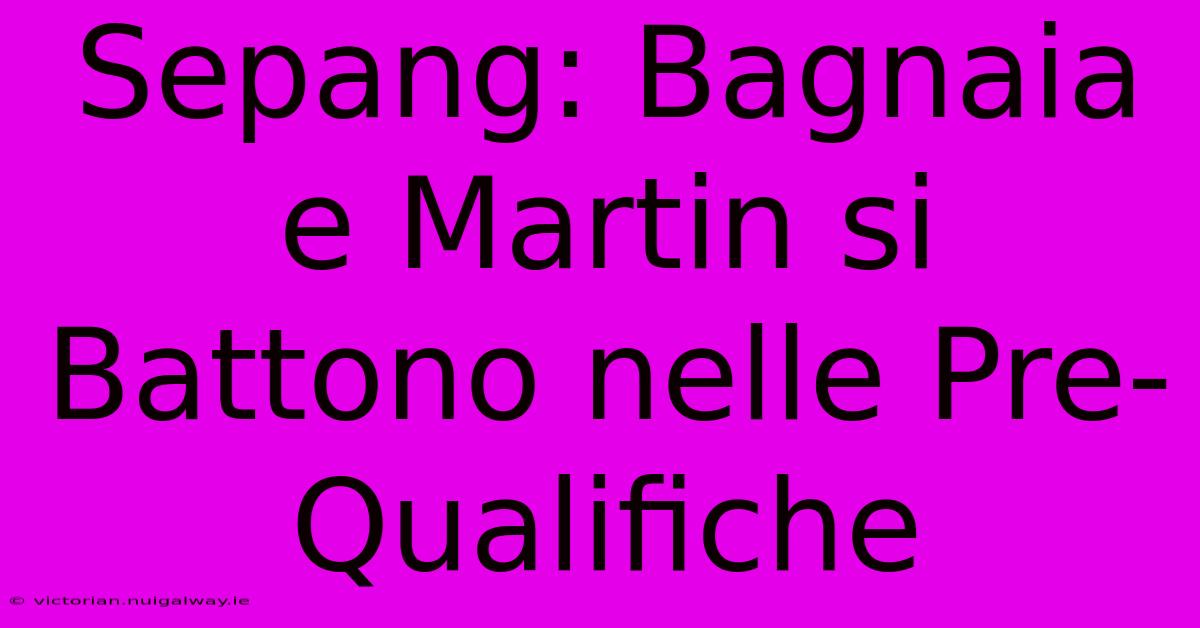 Sepang: Bagnaia E Martin Si Battono Nelle Pre-Qualifiche