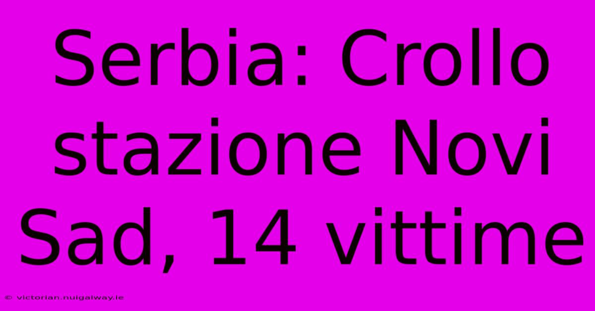 Serbia: Crollo Stazione Novi Sad, 14 Vittime