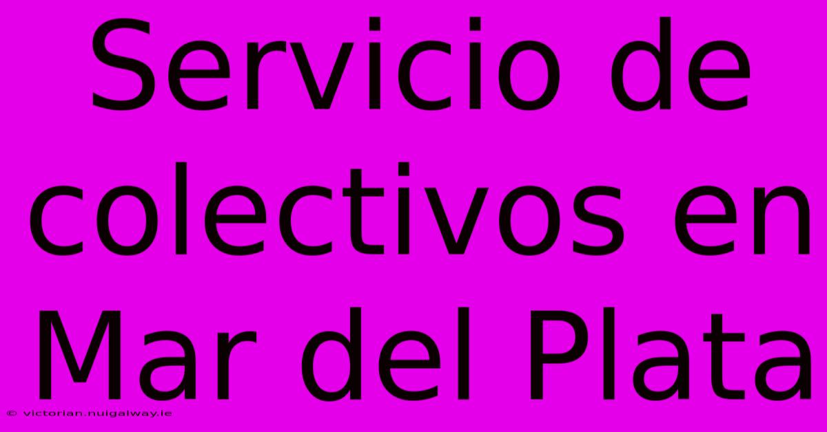 Servicio De Colectivos En Mar Del Plata