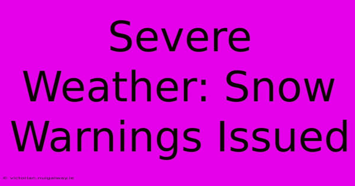 Severe Weather: Snow Warnings Issued