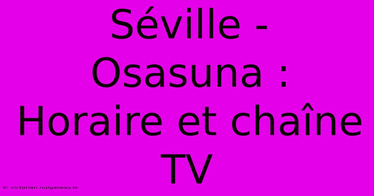 Séville - Osasuna : Horaire Et Chaîne TV