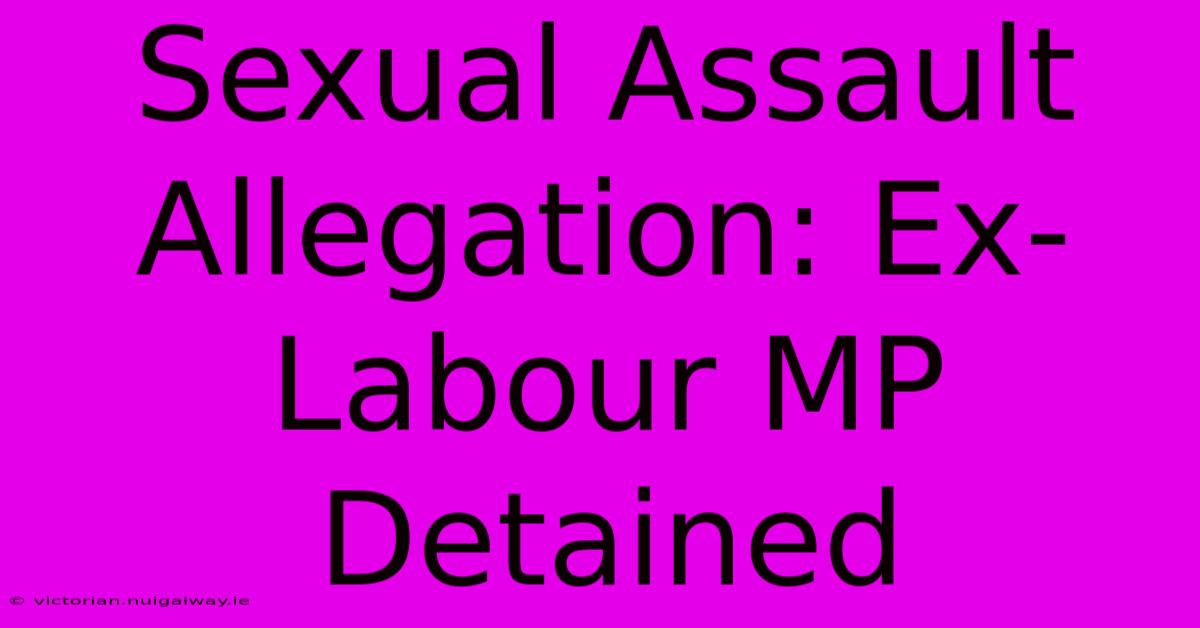 Sexual Assault Allegation: Ex-Labour MP Detained