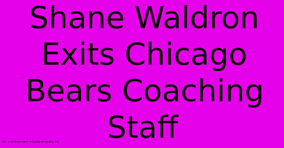 Shane Waldron Exits Chicago Bears Coaching Staff