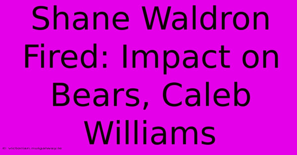 Shane Waldron Fired: Impact On Bears, Caleb Williams