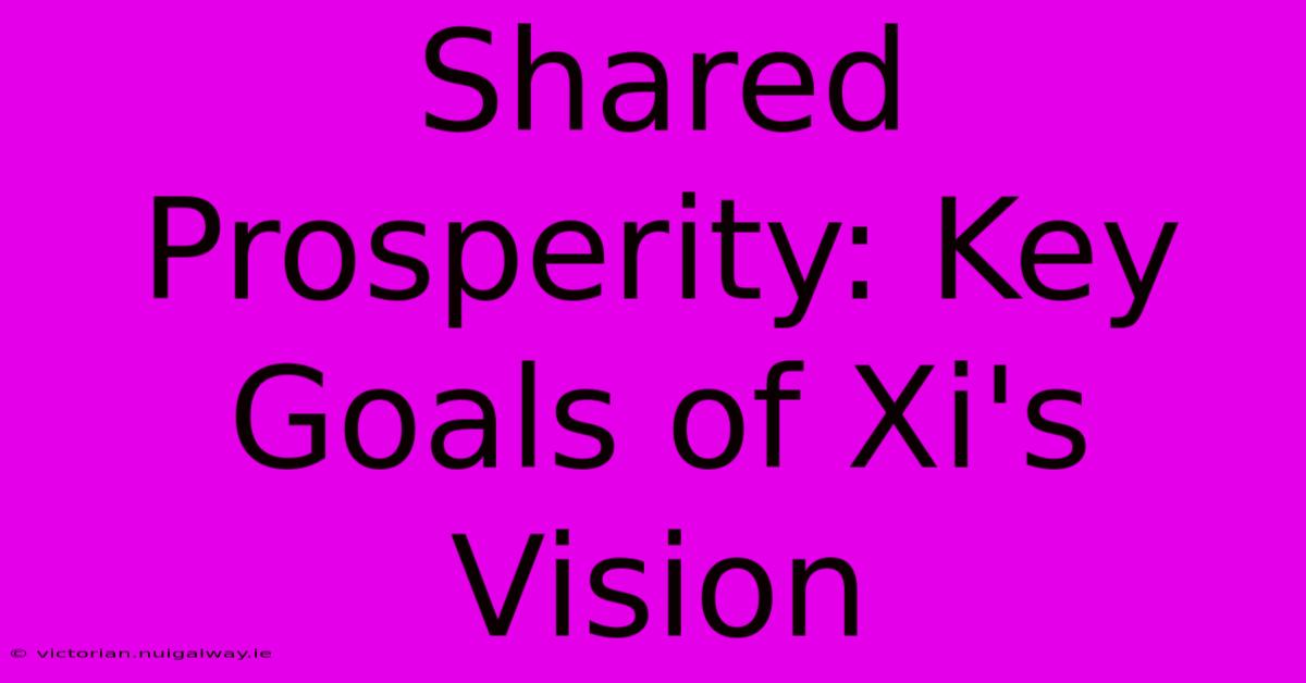 Shared Prosperity: Key Goals Of Xi's Vision