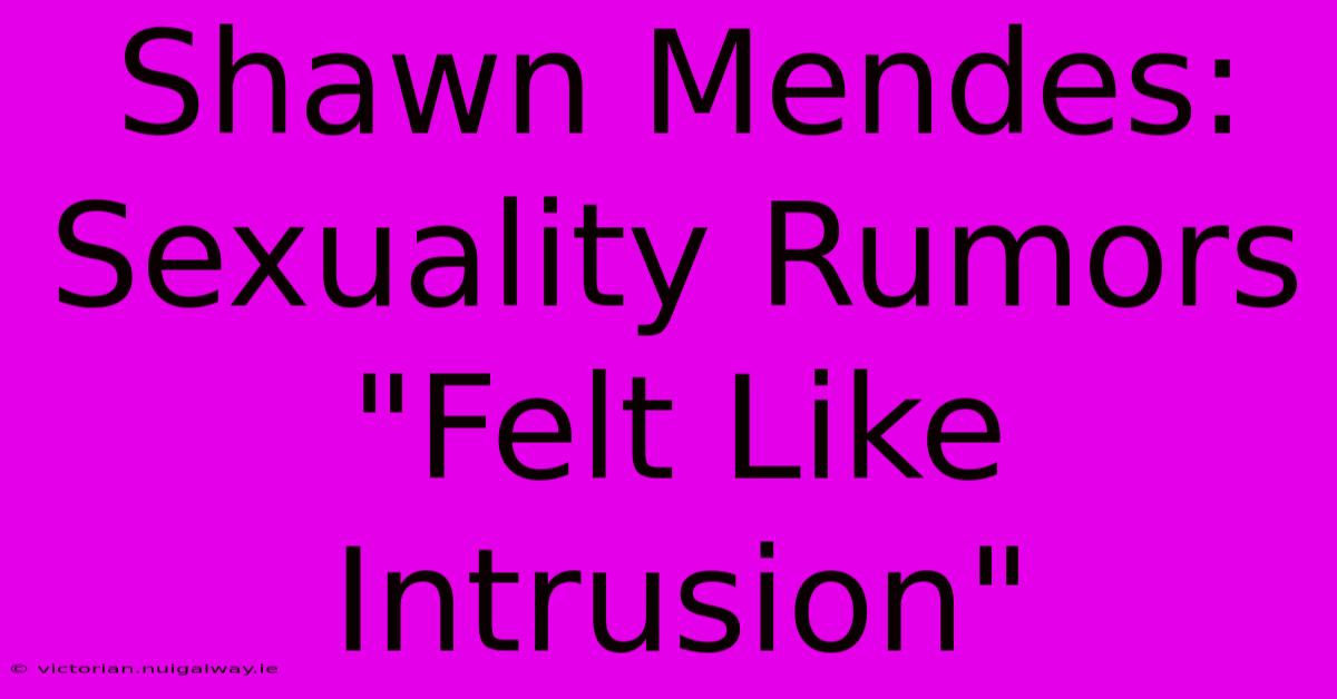 Shawn Mendes: Sexuality Rumors 