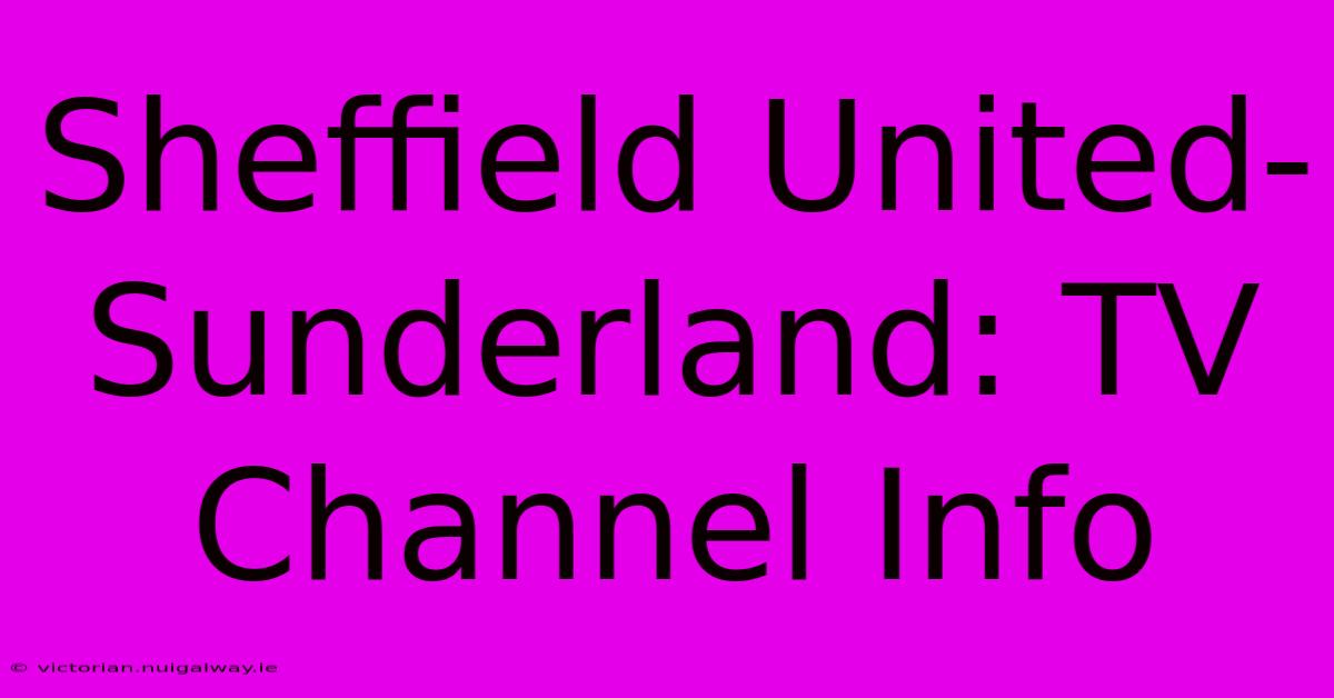 Sheffield United-Sunderland: TV Channel Info