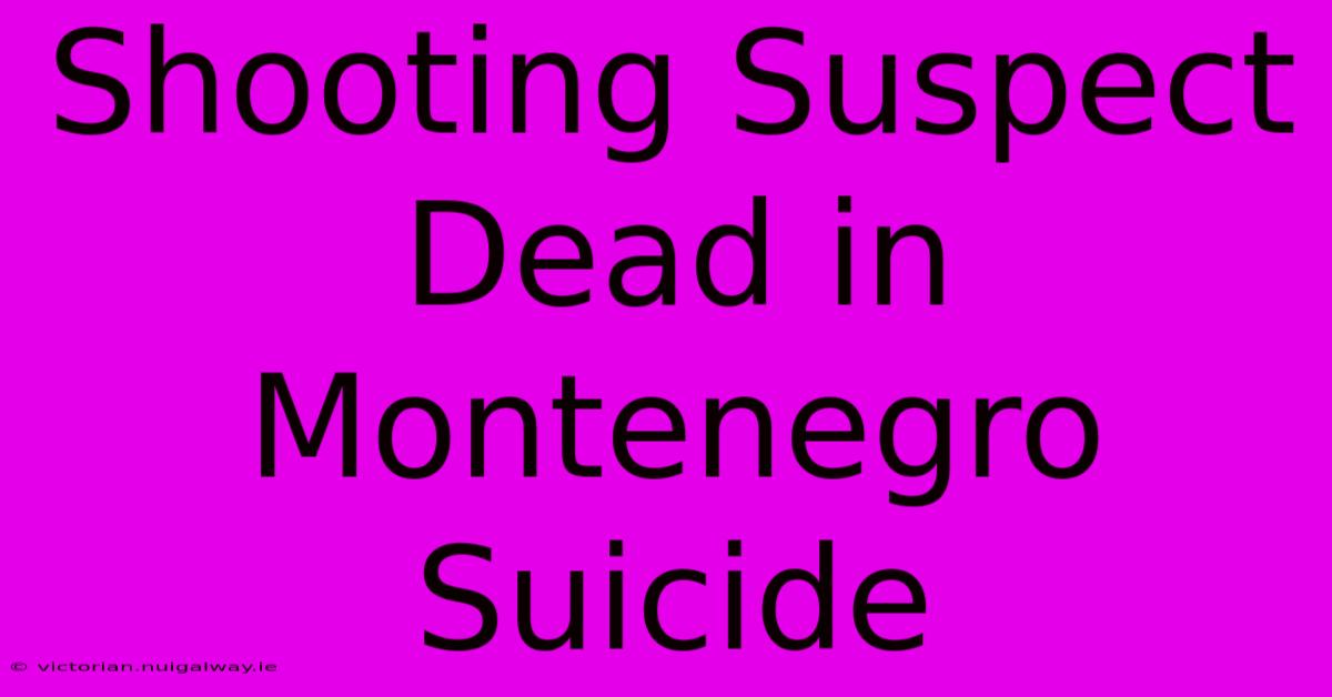 Shooting Suspect Dead In Montenegro Suicide