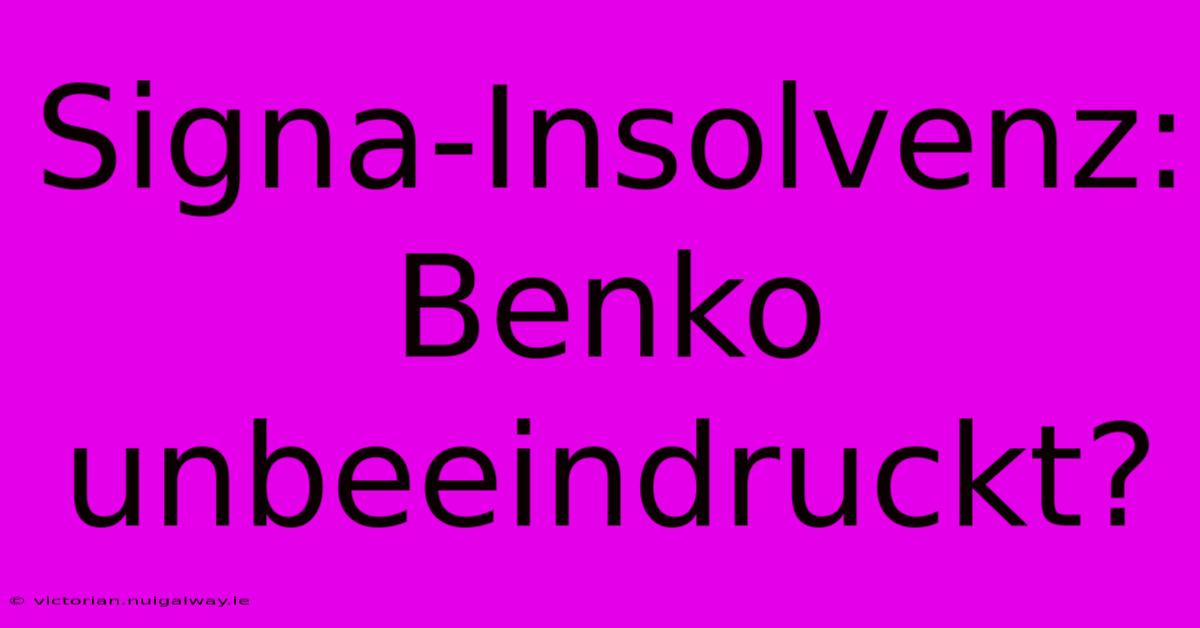 Signa-Insolvenz: Benko Unbeeindruckt?