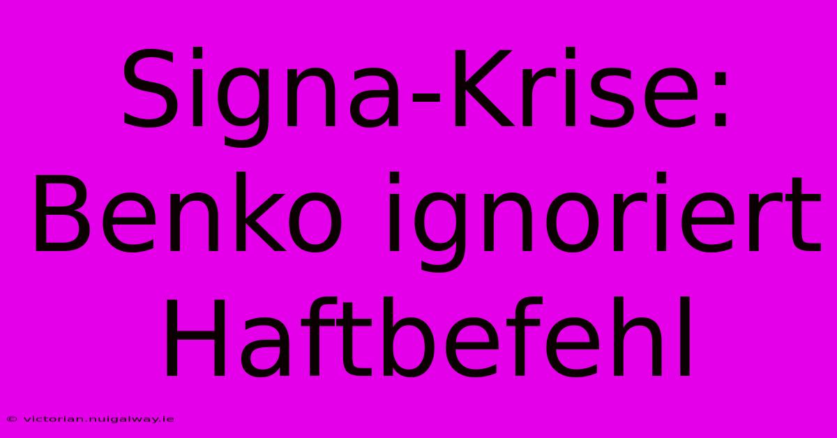 Signa-Krise: Benko Ignoriert Haftbefehl