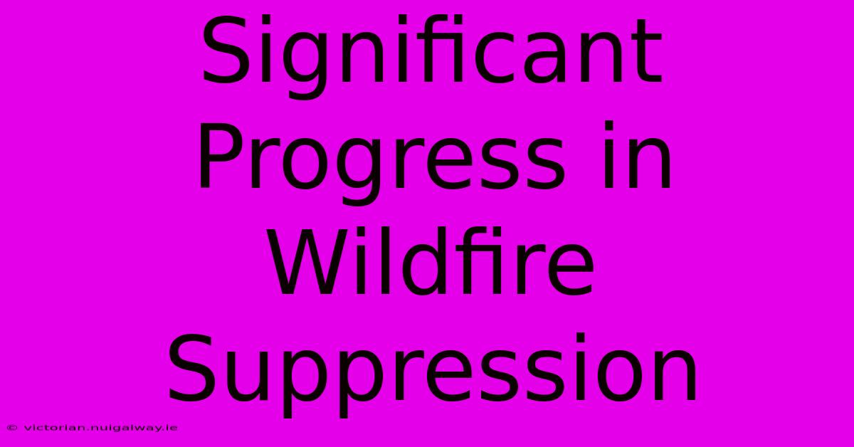 Significant Progress In Wildfire Suppression