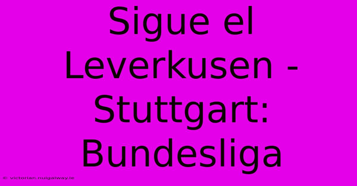 Sigue El Leverkusen - Stuttgart: Bundesliga 