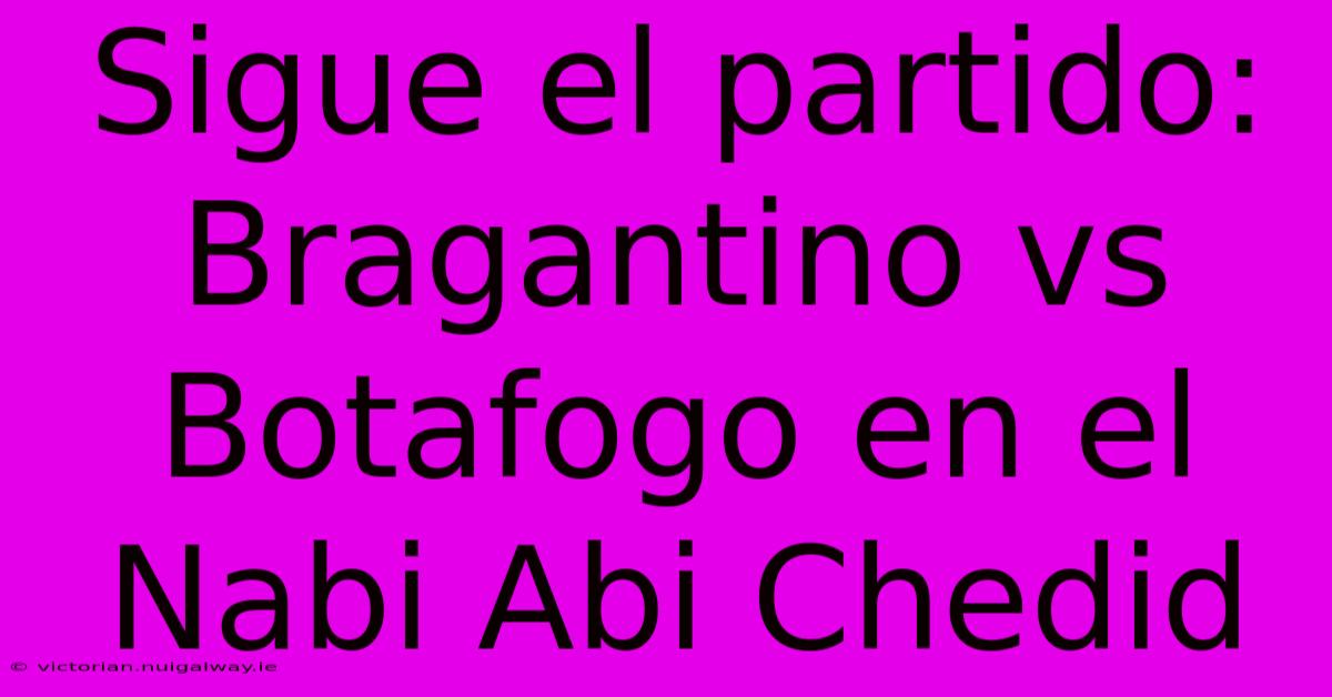Sigue El Partido: Bragantino Vs Botafogo En El Nabi Abi Chedid 