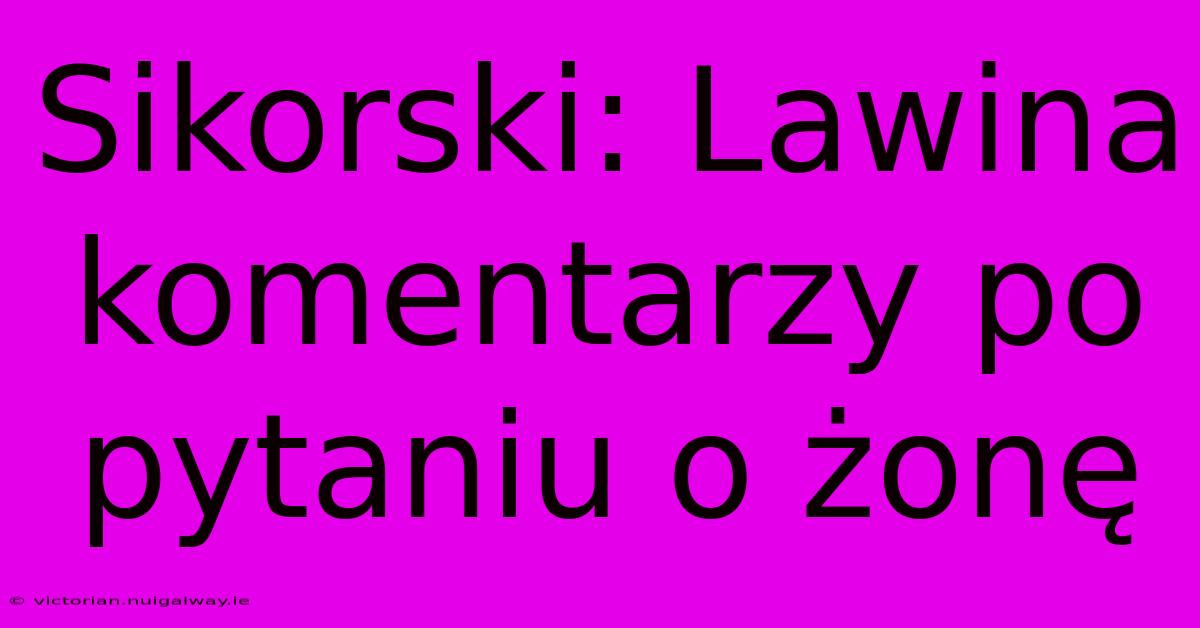 Sikorski: Lawina Komentarzy Po Pytaniu O Żonę 