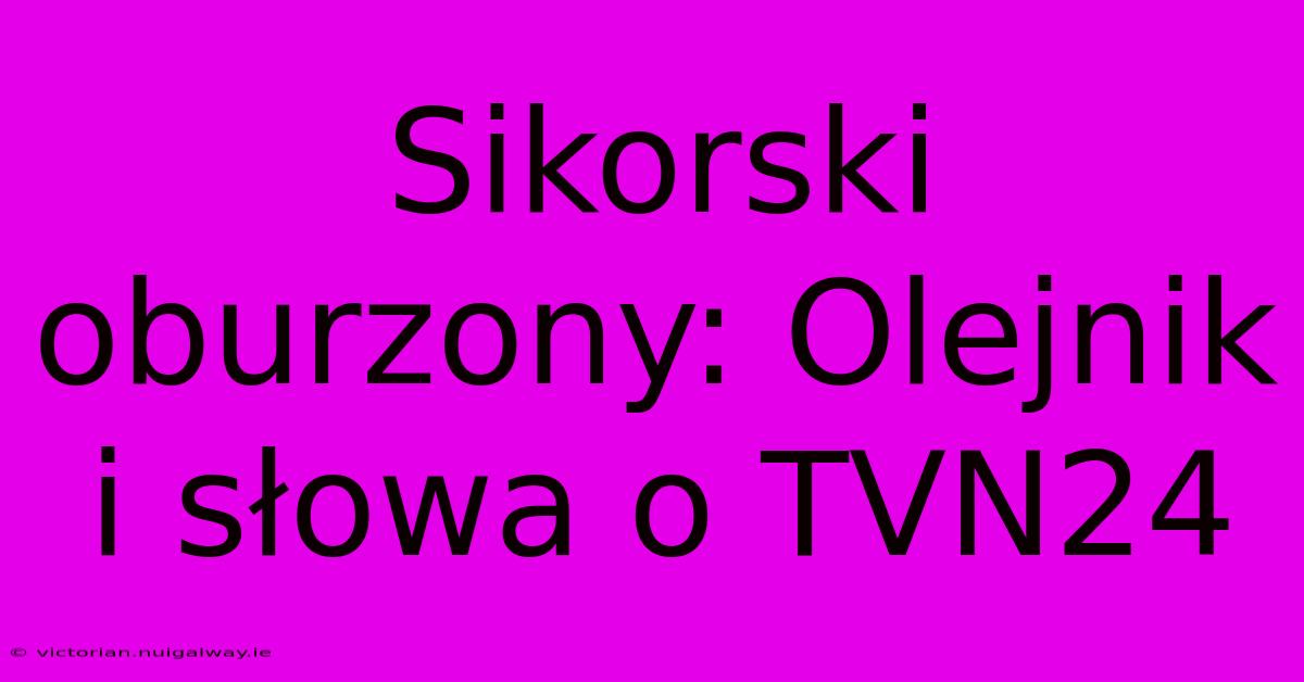 Sikorski Oburzony: Olejnik I Słowa O TVN24