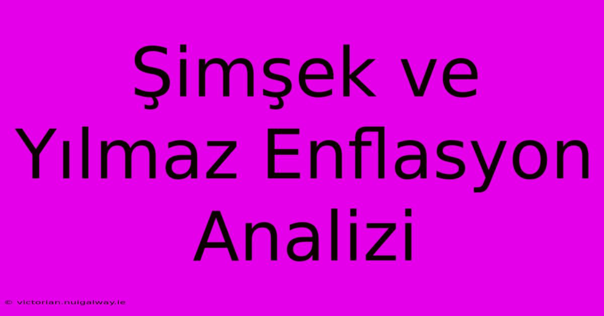 Şimşek Ve Yılmaz Enflasyon Analizi