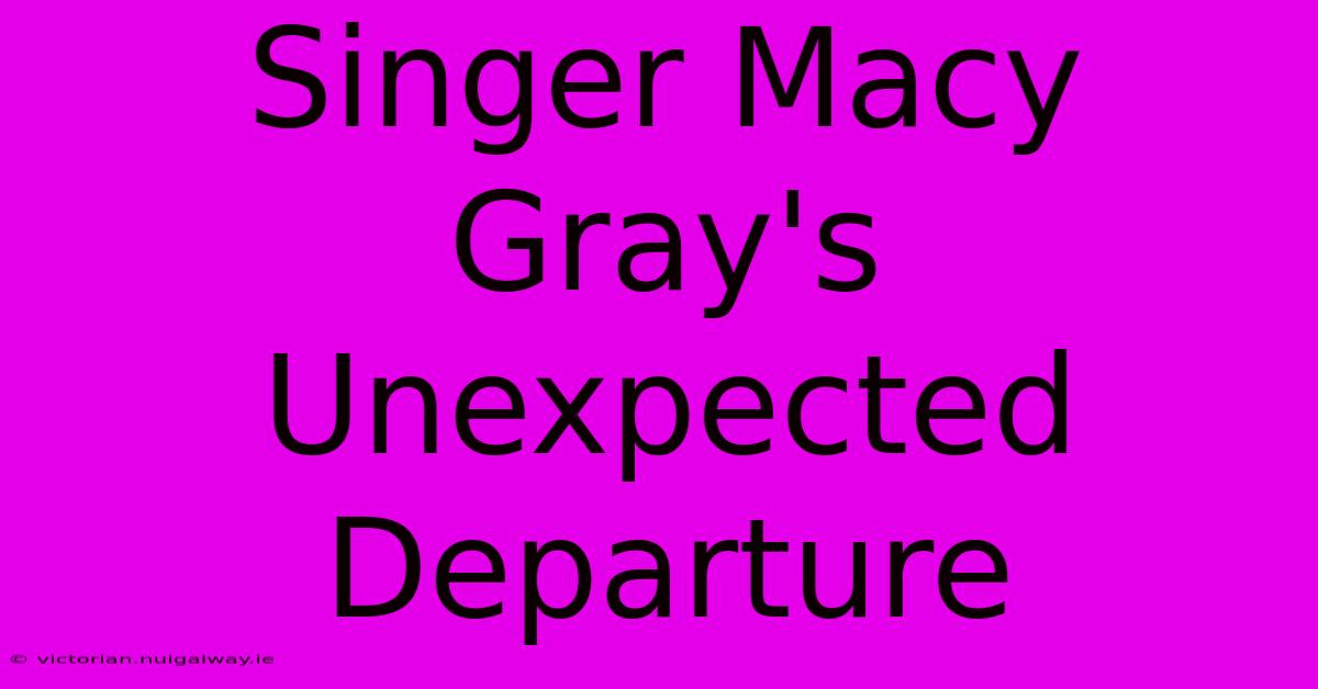 Singer Macy Gray's Unexpected Departure