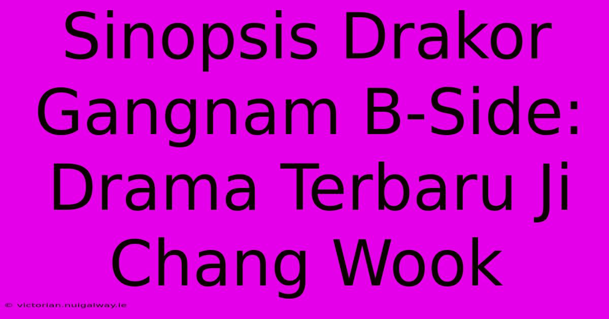 Sinopsis Drakor Gangnam B-Side: Drama Terbaru Ji Chang Wook 