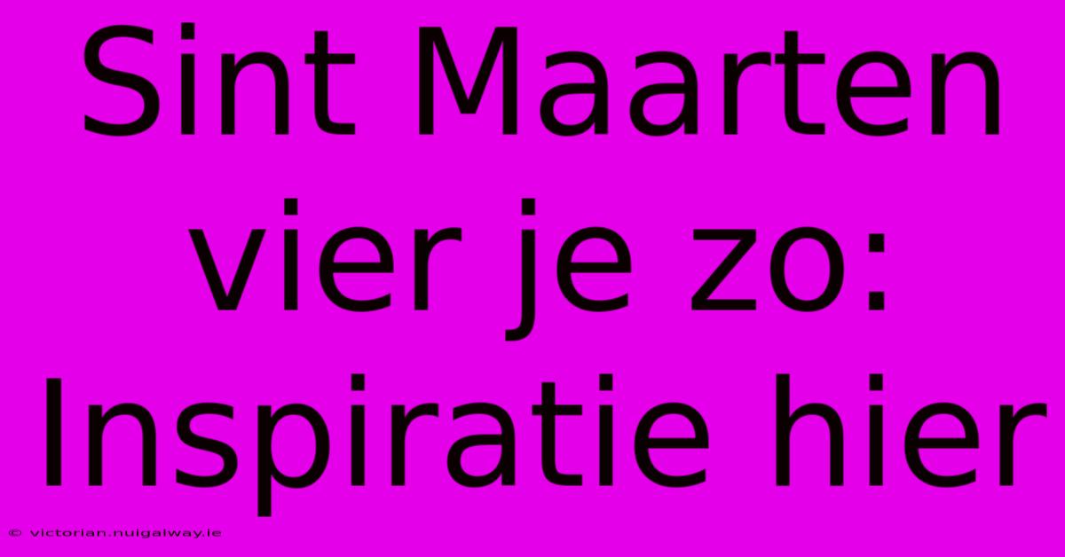 Sint Maarten Vier Je Zo: Inspiratie Hier 