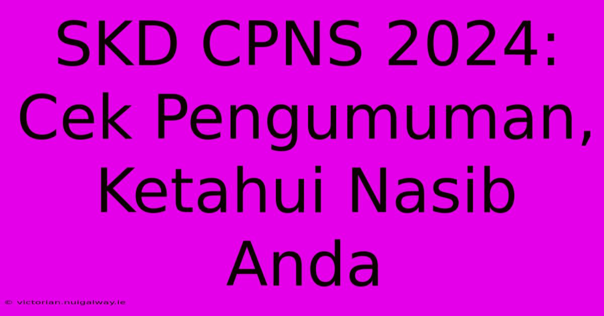 SKD CPNS 2024: Cek Pengumuman, Ketahui Nasib Anda