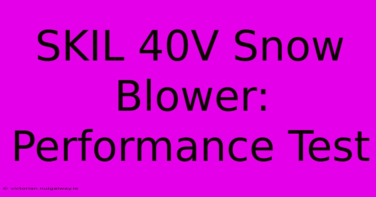 SKIL 40V Snow Blower: Performance Test