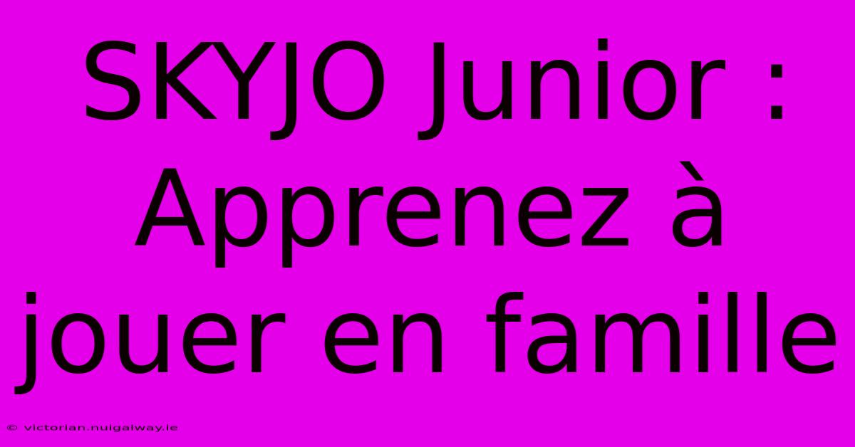 SKYJO Junior : Apprenez À Jouer En Famille