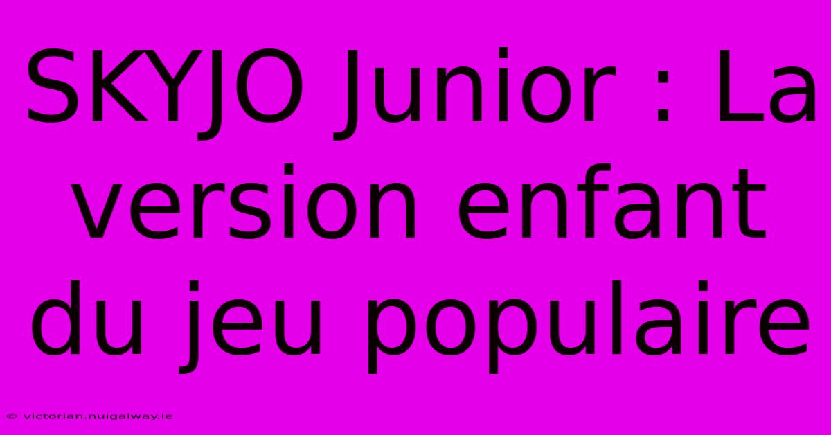 SKYJO Junior : La Version Enfant Du Jeu Populaire