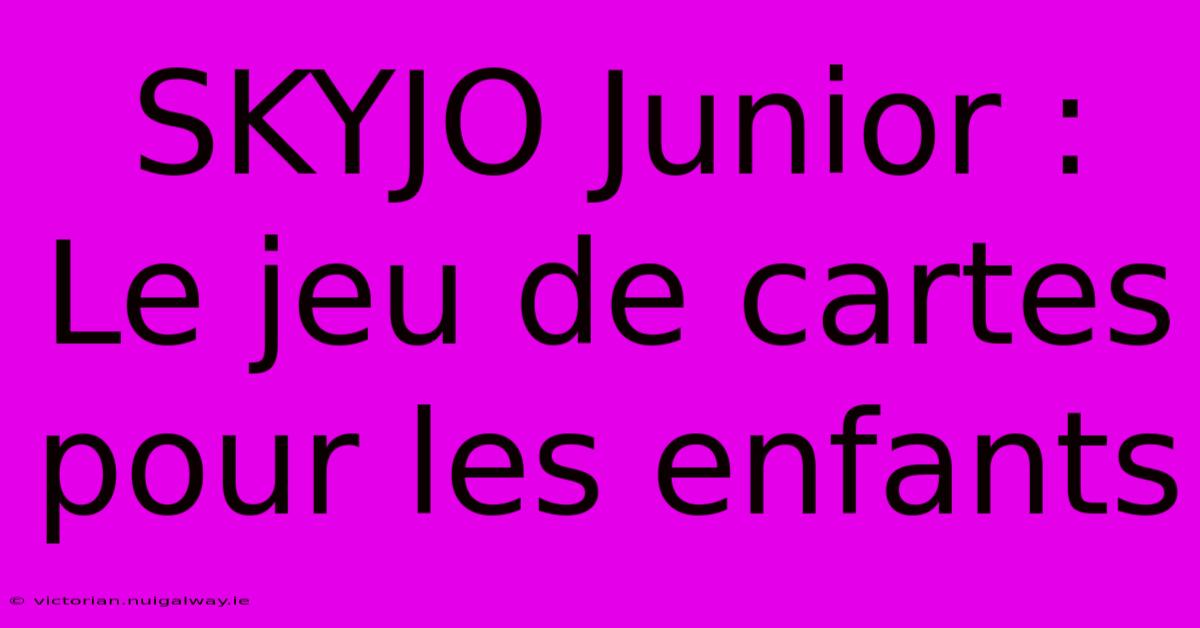 SKYJO Junior : Le Jeu De Cartes Pour Les Enfants