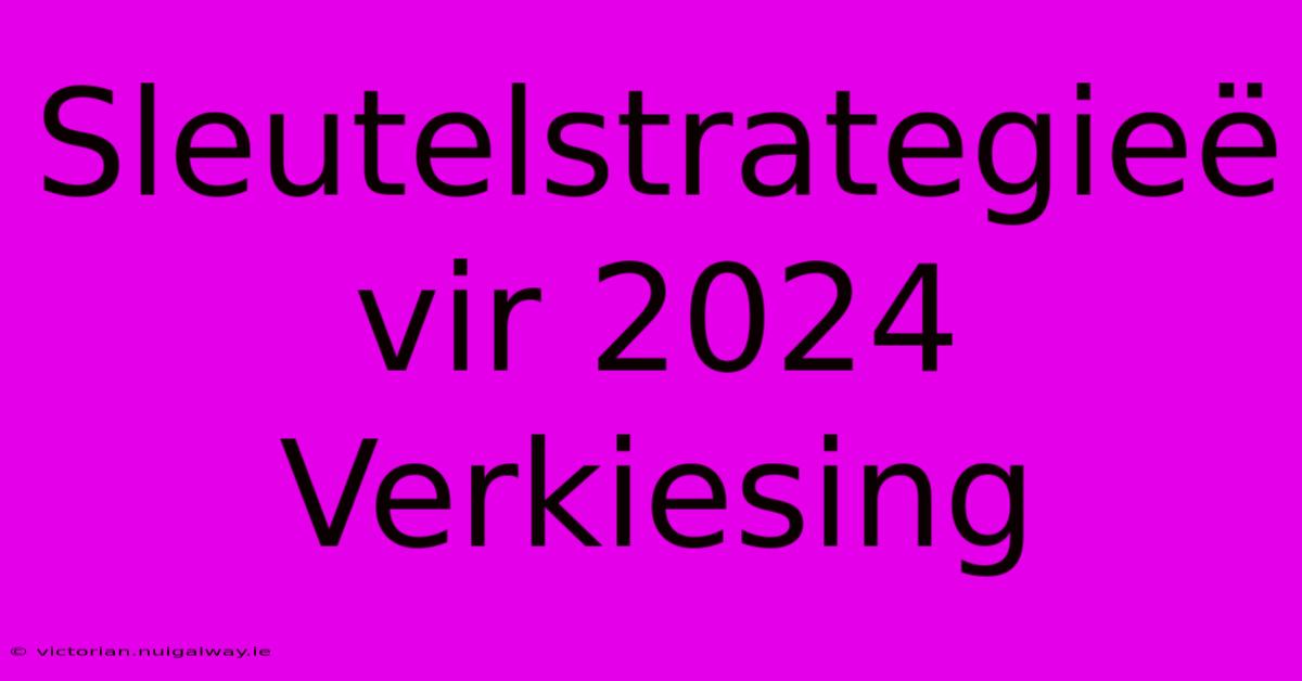 Sleutelstrategieë Vir 2024 Verkiesing