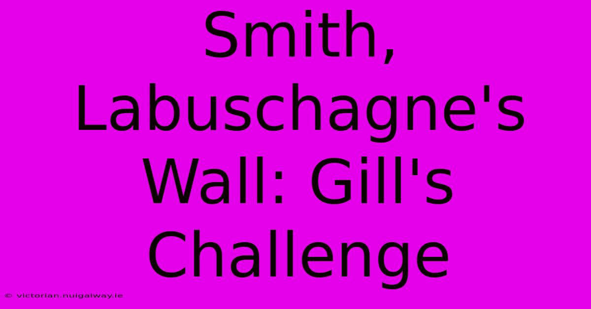 Smith, Labuschagne's Wall: Gill's Challenge