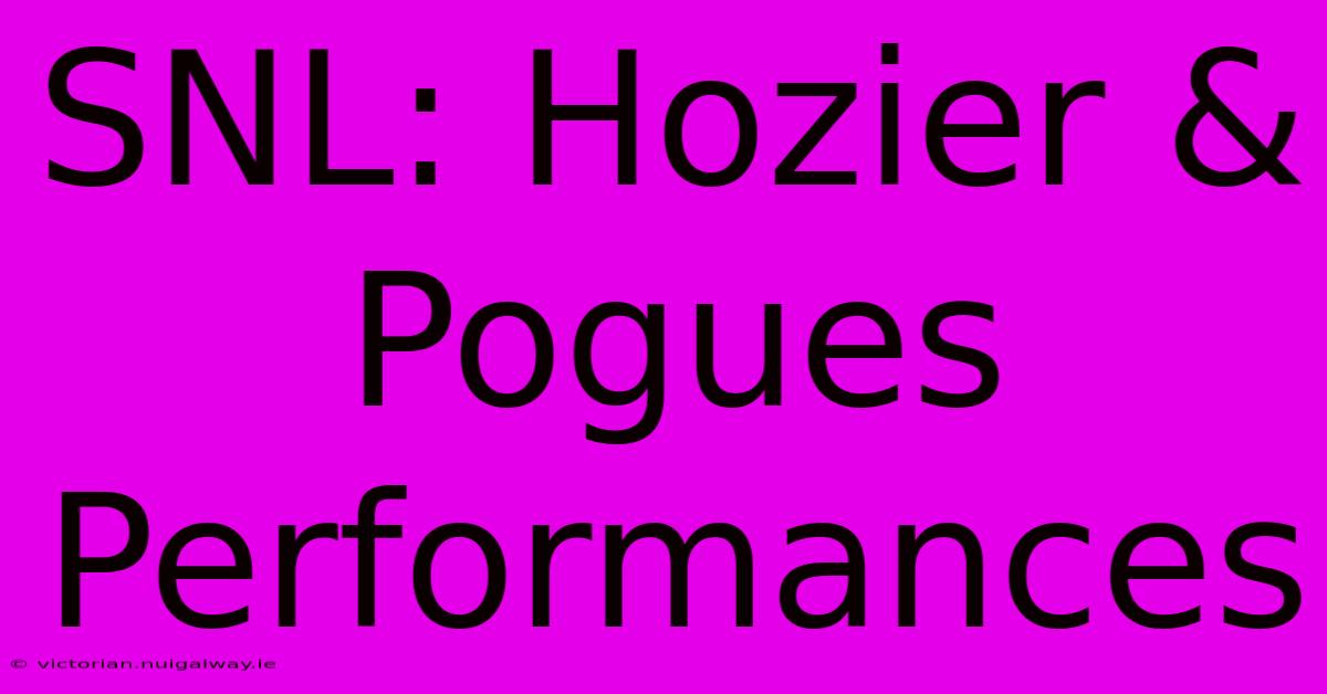 SNL: Hozier & Pogues Performances