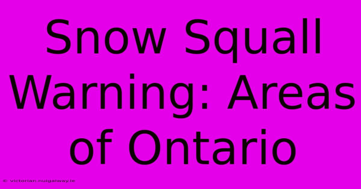 Snow Squall Warning: Areas Of Ontario