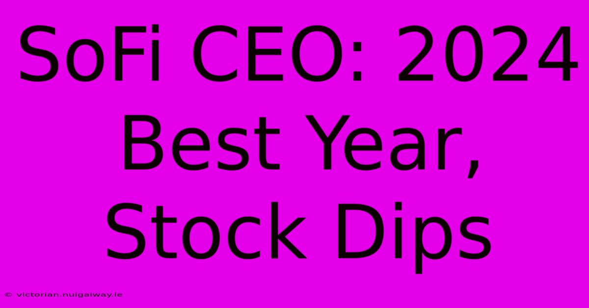 SoFi CEO: 2024 Best Year, Stock Dips