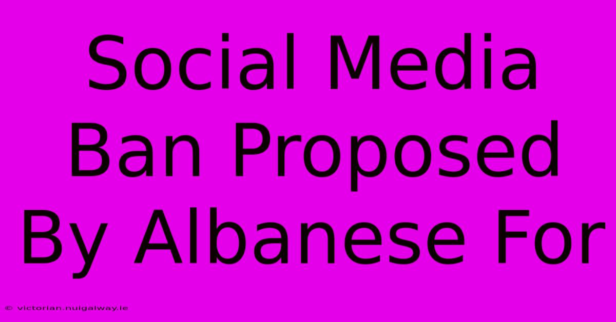 Social Media Ban Proposed By Albanese For 