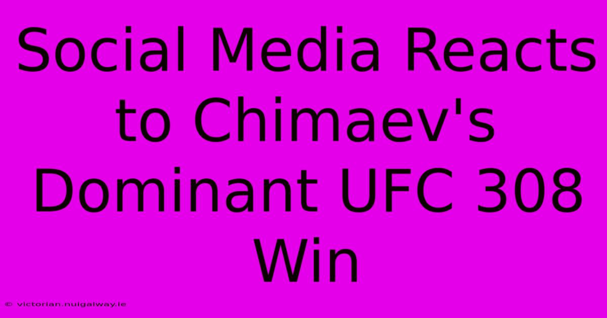 Social Media Reacts To Chimaev's Dominant UFC 308 Win