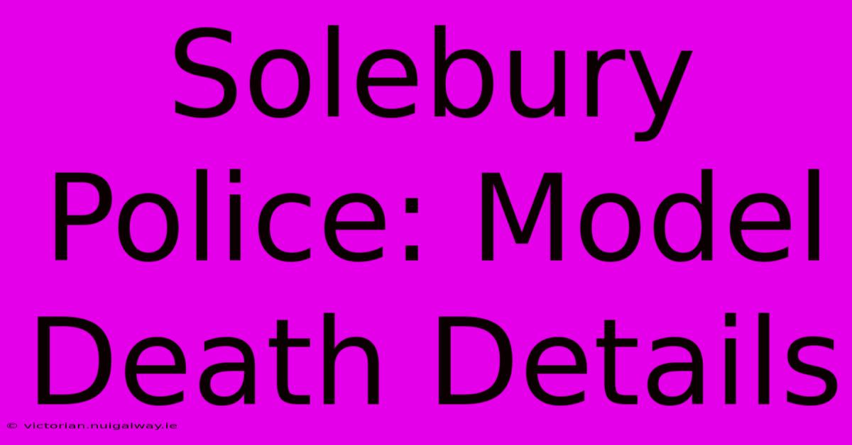 Solebury Police: Model Death Details